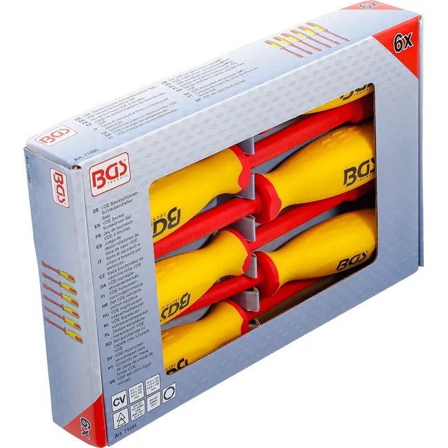 BGS VDE-dopsleutel-schroevendraaierset - zeskant - 5,5 - 12 mm - 6 delig