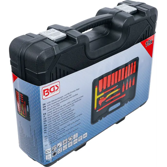 BGS VDE-dopsleutel- en dopsleutelbitset - 3/8" - 19 delig