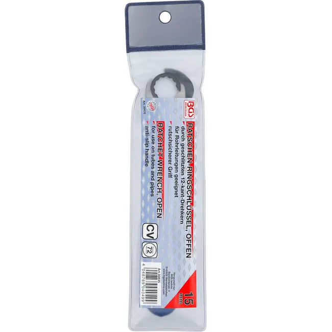 BGS Ratel ringsleutel, open - 15 mm