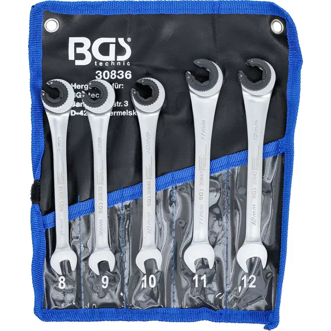 BGS Ratelring-steeksleutelset - open - 5 delig