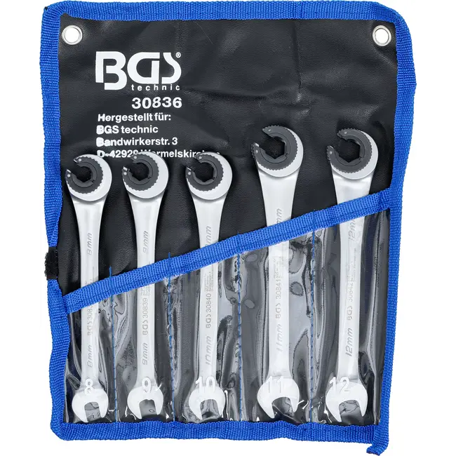 BGS Ratelring-steeksleutelset - open - 5 delig