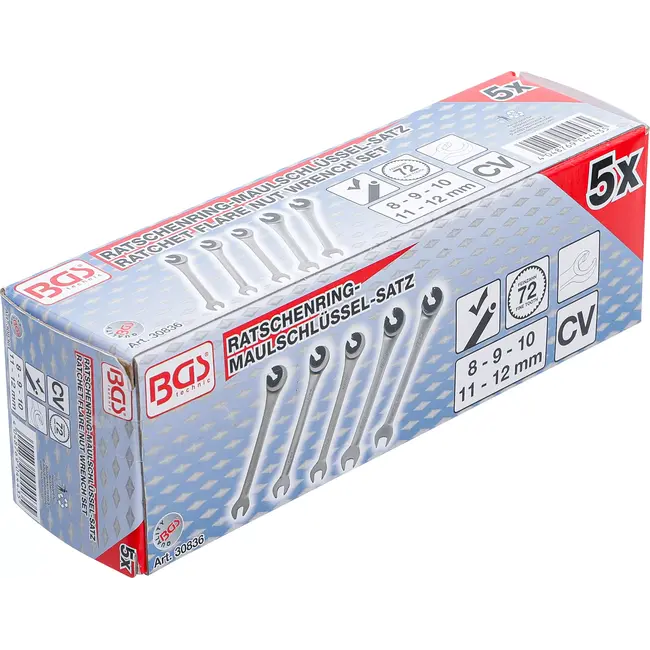 BGS Ratelring-steeksleutelset - open - 5 delig