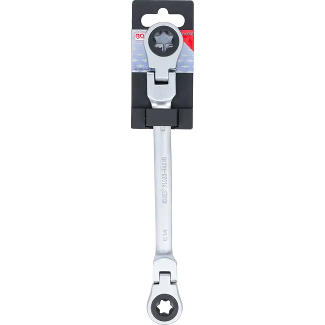 BGS Dubbele ratelringsleutel - plooibaar - met E-profiel ringkoppen - E14 x E18