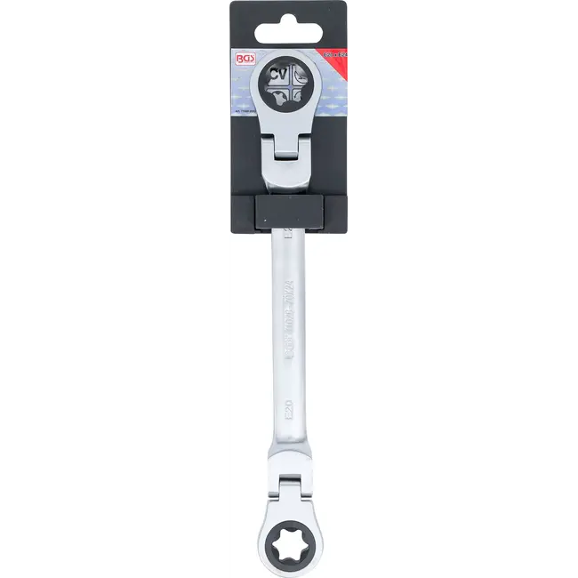 BGS Dubbele ratelringsleutel - plooibaar - met E-profiel ringkoppen - E20 x E24