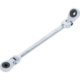 BGS Dubbele ratelringsleutel - plooibaar - met E-profiel ringkoppen - E6 x E8
