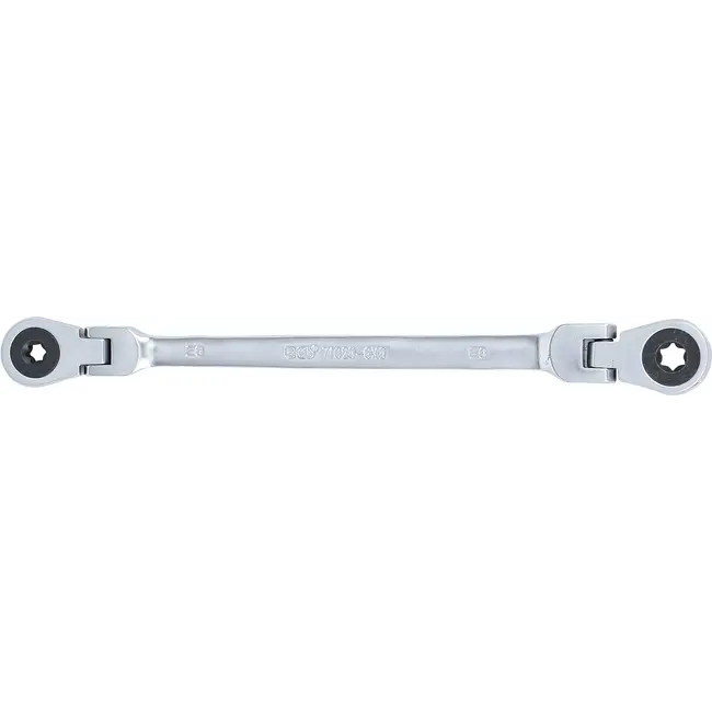 BGS Dubbele ratelringsleutel - plooibaar - met E-profiel ringkoppen - E6 x E8