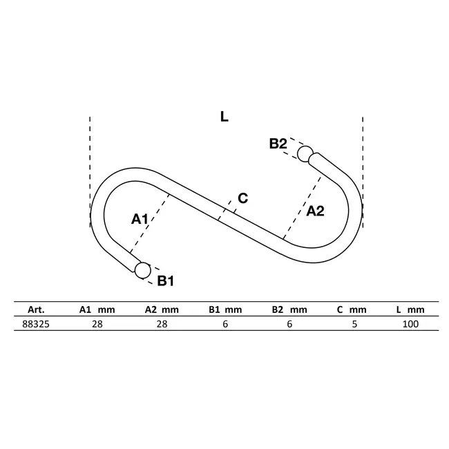 BGS S-hakenset - 100 mm - 5 delig