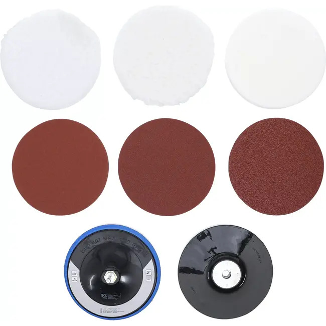 BGS Schuur- en polijstschijvenset - Ø 180 mm - 8 delig