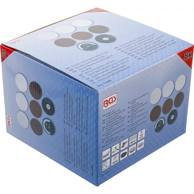 BGS Schuur- en polijstschijvenset - Ø 180 mm - 8 delig