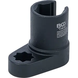 BGS technic Lambdasonde Dopsleuteldop - gebogen - 1/2" dubbele 4-kant aandrijving - 22 mm - gleuf 11 mm