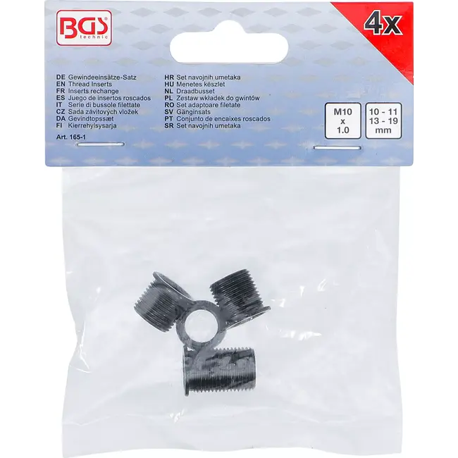 BGS Draadbusset - M10 x 1,0 mm - voor BGS 165 - 4 delig