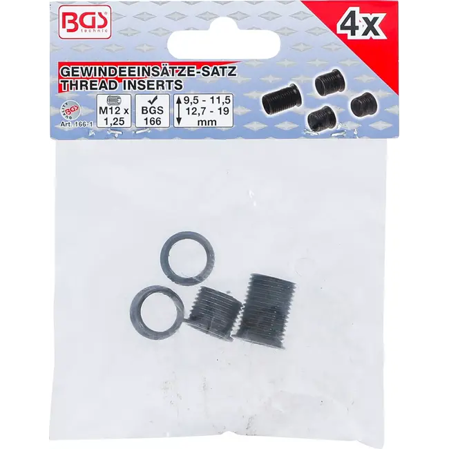 BGS Draadbusset - M12 x 1,25 mm - voor BGS 166 - 4 delig