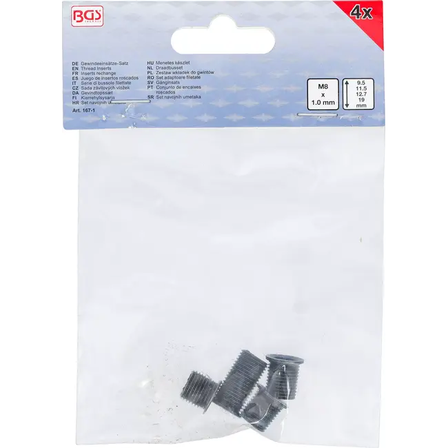 BGS Draadbusset - M8 x 1,0 mm - voor BGS 167 - 4 delig