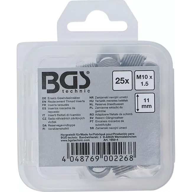 BGS Reserve draadbussen - M10 x 1,5 mm - 25 delig