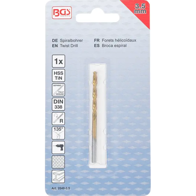 BGS Spiraalboor - HSS-G - titanium gecoat - 3,5 mm