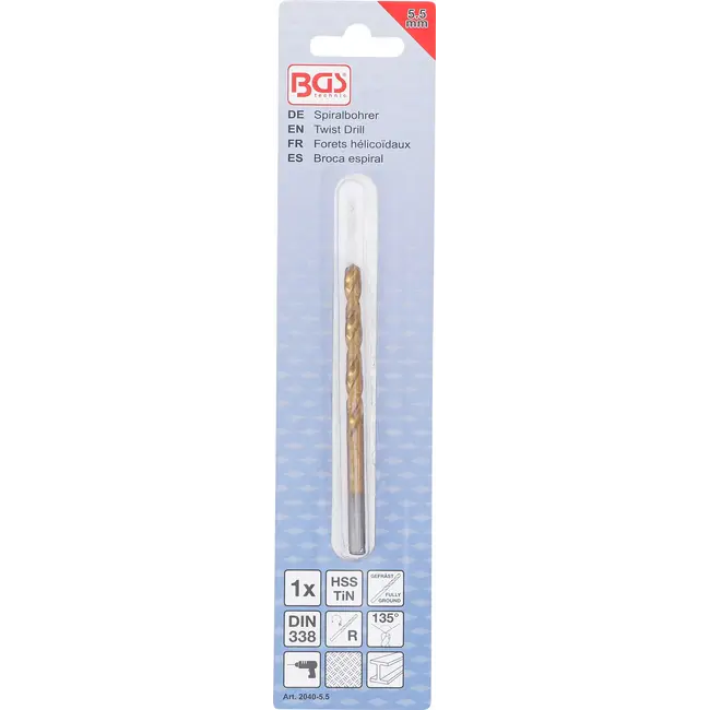 BGS Spiraalboor - HSS-G - titanium gecoat - 5,5 mm