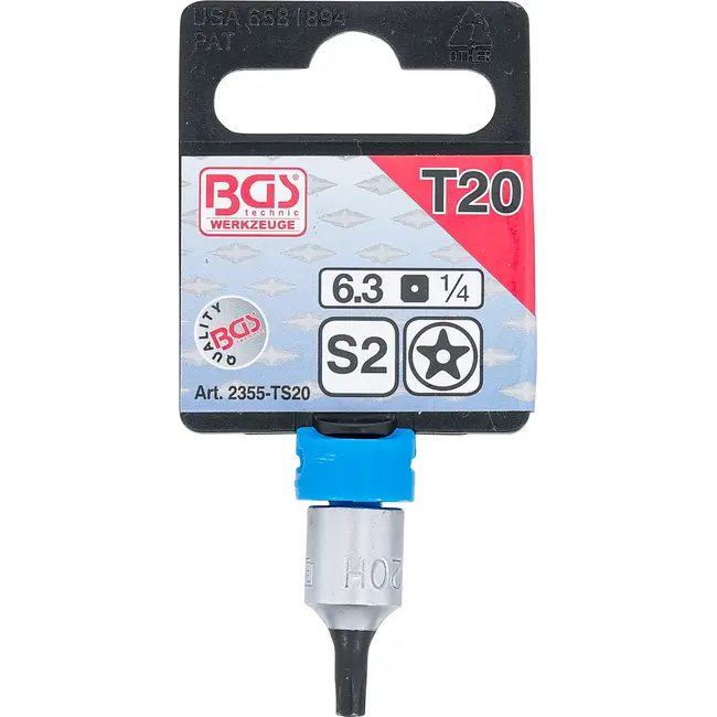 BGS Dopsleutelbit - 1/4" - TS-profiel (voor Torx-plus) met boring TS20