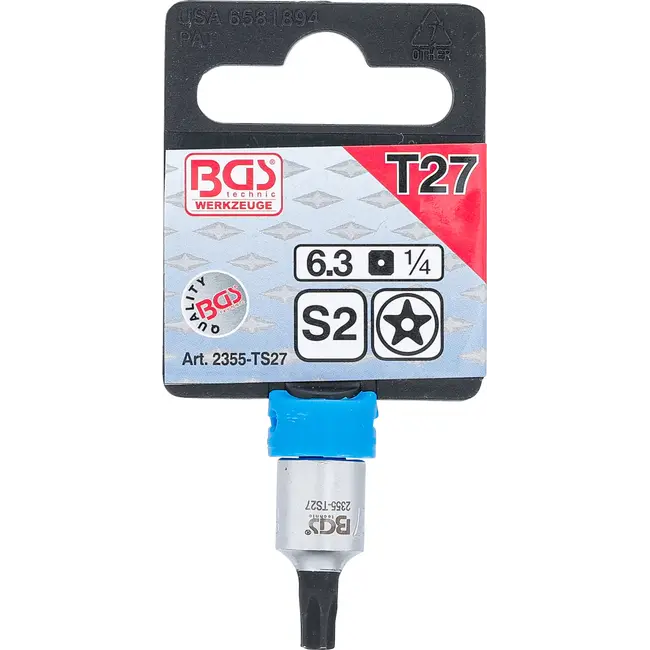 BGS Dopsleutelbit - 1/4" - TS-profiel (voor Torx-plus) met boring TS27