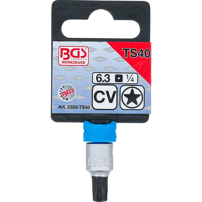 BGS Dopsleutelbit - 1/4" - TS-profiel (voor Torx-plus) met boring TS40