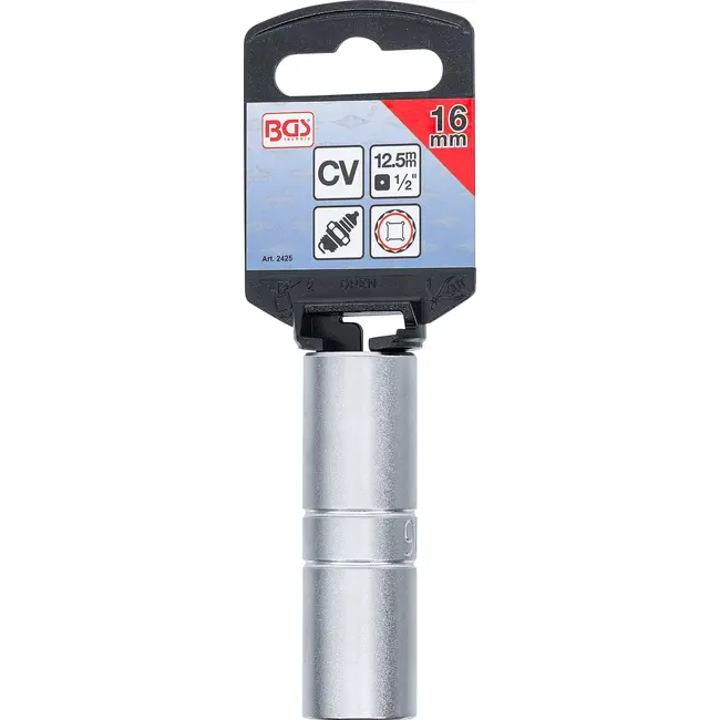 BGS BougieDopsleuteldop zeskant - met dunne wand - 1/2" - 16 mm