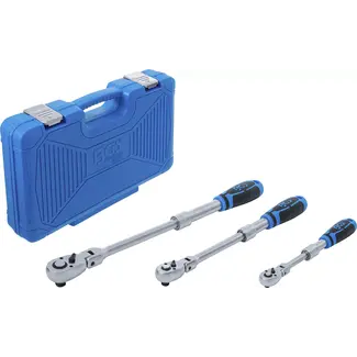 BGS technic Ratelsleutel-set - uittrekbaar, kniesleutel - 1/4" - 3/8" - 1/2" - 3 delig