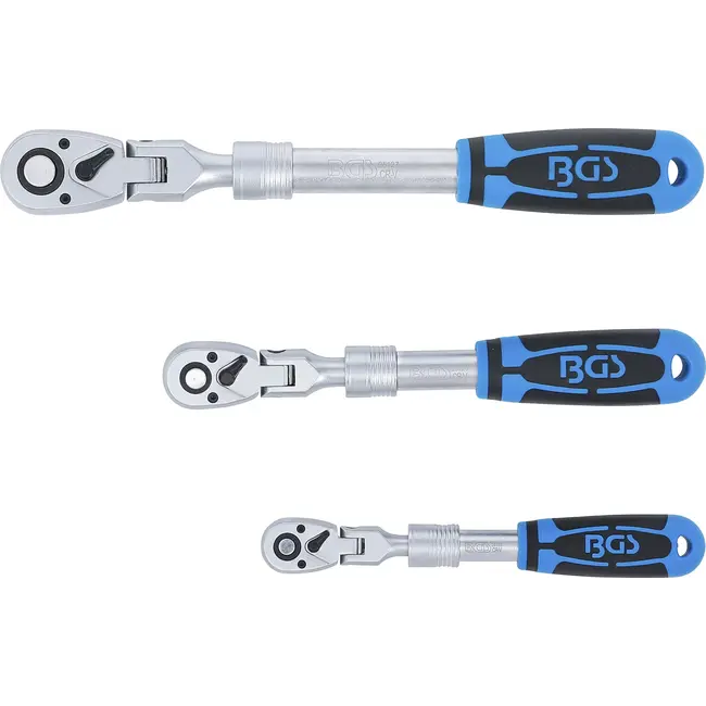 BGS Ratelsleutel-set - uittrekbaar, kniesleutel - 1/4" - 3/8" - 1/2" - 3 delig