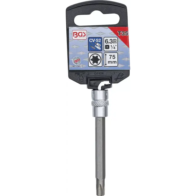 BGS Dopsleutelbit - lengte 75 mm - 1/4" - Torx T35