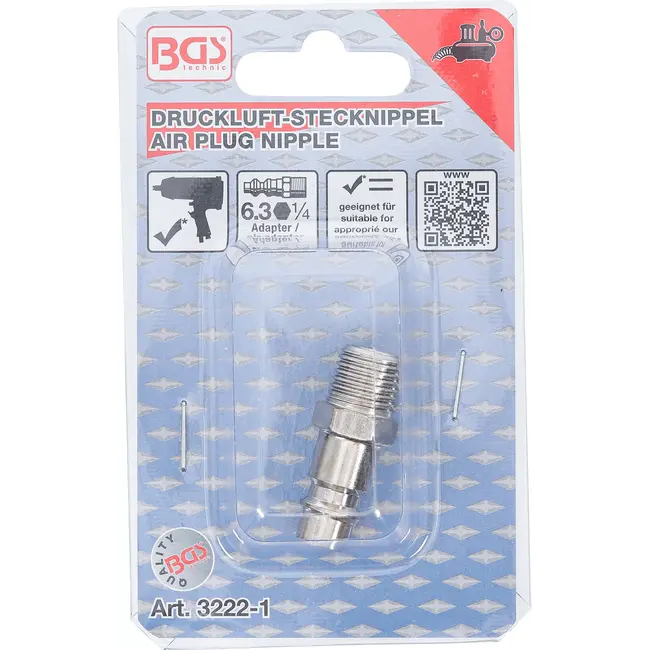 BGS Lucht insteeknippel - 1/4" buitendraad