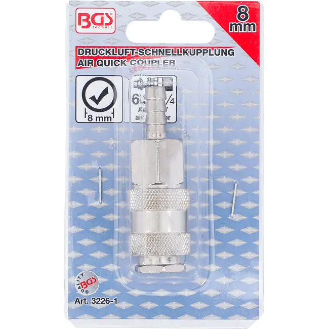 BGS Lucht snelkoppeling met 8 mm slangpilaar