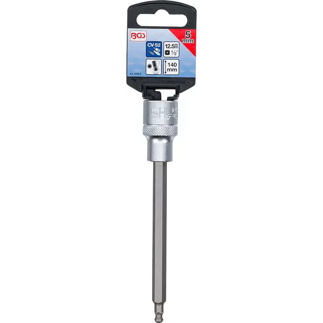 BGS Dopsleutelbit - lengte 140 mm - 1/2" - binnenzeskant met kogelkop 5 mm