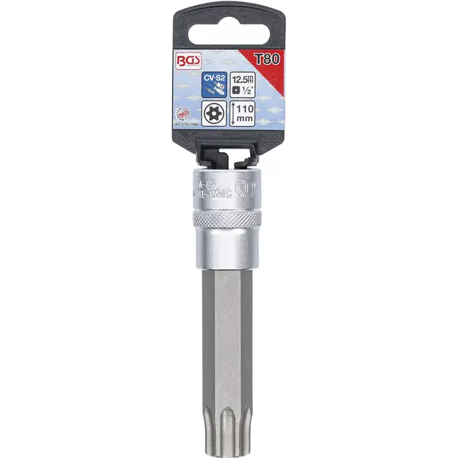 BGS Dopsleutelbit - lengte 110 mm - 1/2" - Torx met boring T80