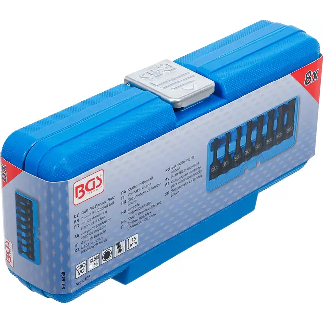 BGS Kracht dopsleutelbitset - lengte 75 mm - 1/2" - binnenzeskant met kogelkop 6 - 19 mm - 8 delig