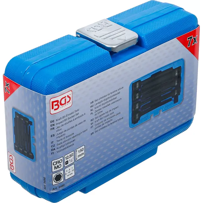 BGS Kracht dopsleutelbitset - lengte 150 mm - 1/2" - binnenzeskant 5 - 14 mm - 7 delig