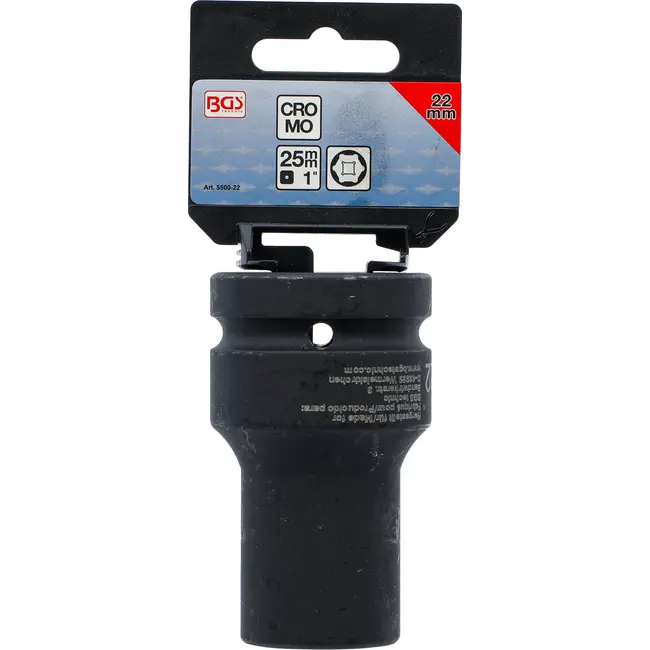 BGS Kracht Dopsleuteldop zeskant, diep - 1" - 22 mm