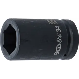BGS technic Kracht Dopsleuteldop zeskant, diep - 1" - 34 mm