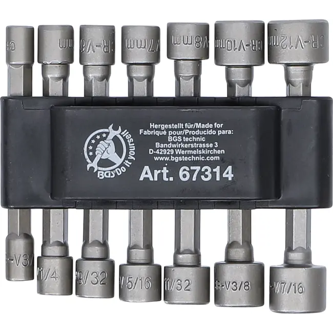 BGS Dopsleutelbitset - 1/4" buitenzeskant - metrisch + inchmaat - 14 delig