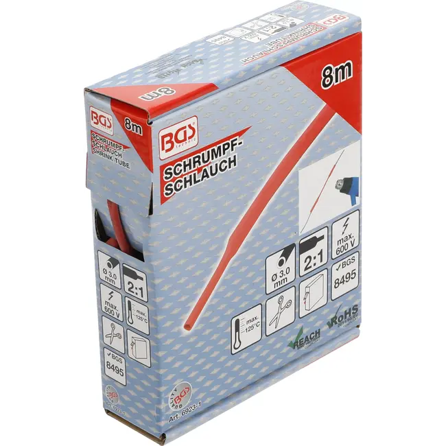 BGS Krimpkous-box - rood - Ø 3 mm - 8 m