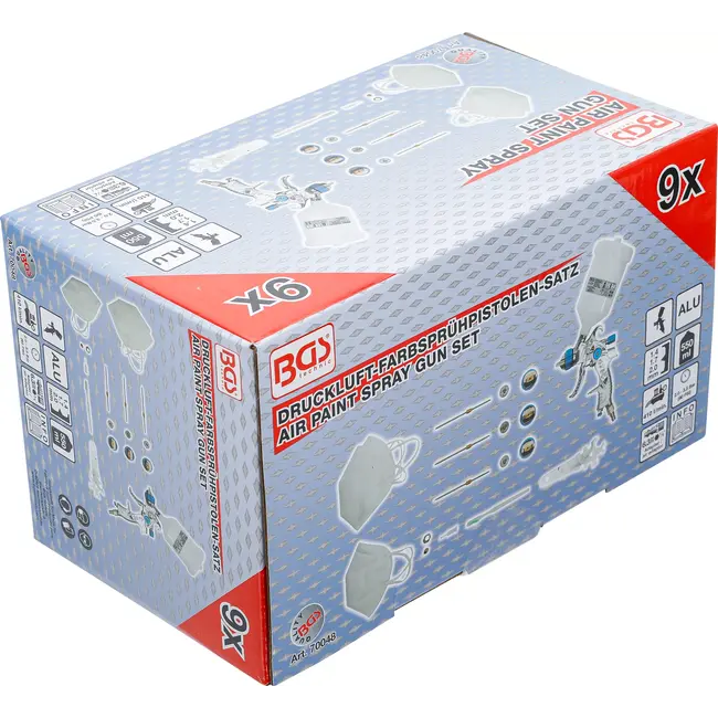 BGS Lucht verfspuit - met 3 sproeiers - 1,4 - 1,7 - 2,0 mm