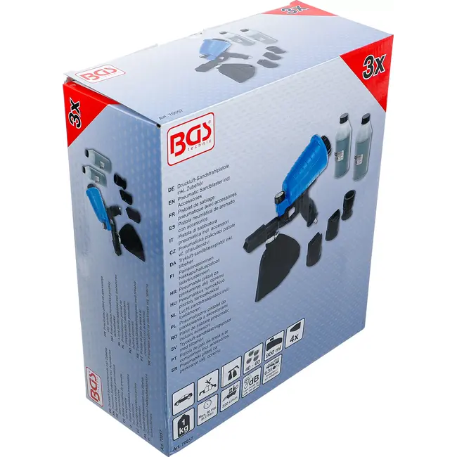 BGS Lucht zandstraalpistool incl. toebehoren - 3 delig