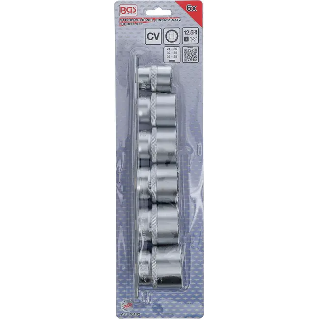 BGS Doppenset, twaalfkant - 1/2" - 24 - 38 mm - 6 delig