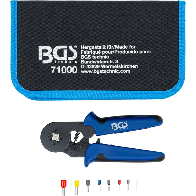 BGS Krimptang voor adereindhulzen 0,25 - 10 mm² - met assortiment adereindhulzen 0,5 - 10 mm²