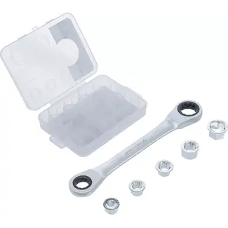 BGS Ratel ringsleutel met adapterset - 8 - 19 mm - 6 delig