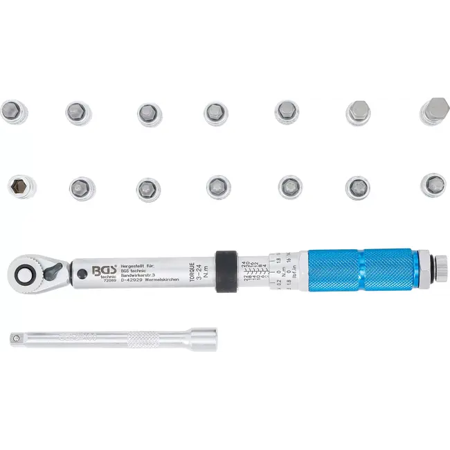 BGS Momentsleutelset - 1/4" - 3 - 24 Nm - 16 delig