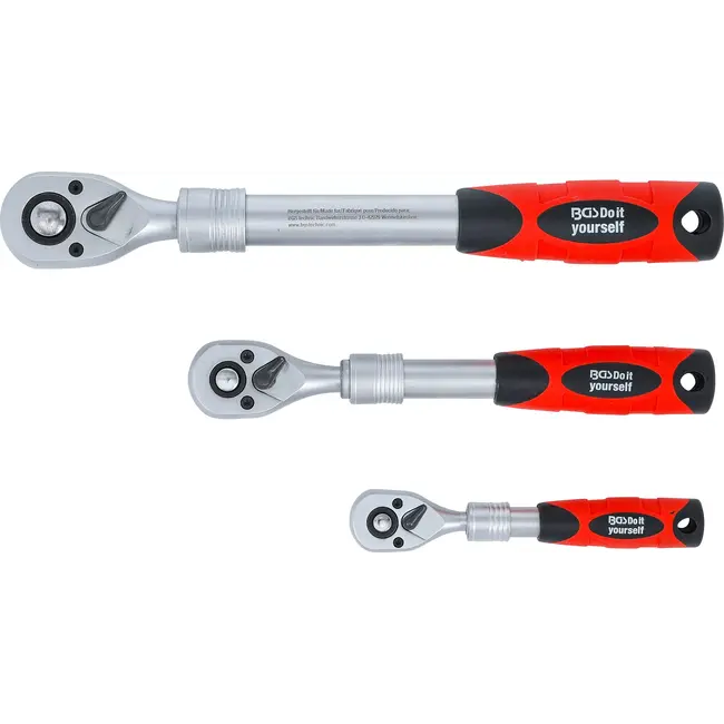 BGS Ratelsleutel-set - uittrekbaar - 1/4" - 3/8" - 1/2" - 3 delig