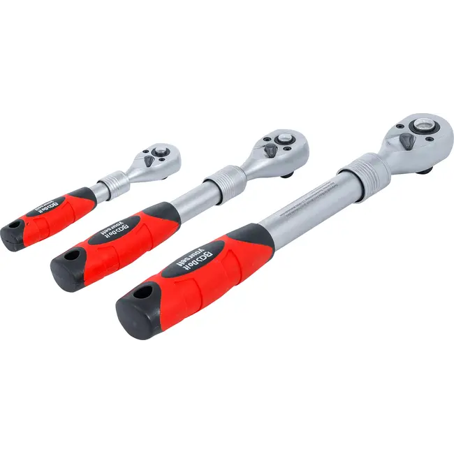 BGS Ratelsleutel-set - uittrekbaar - 1/4" - 3/8" - 1/2" - 3 delig