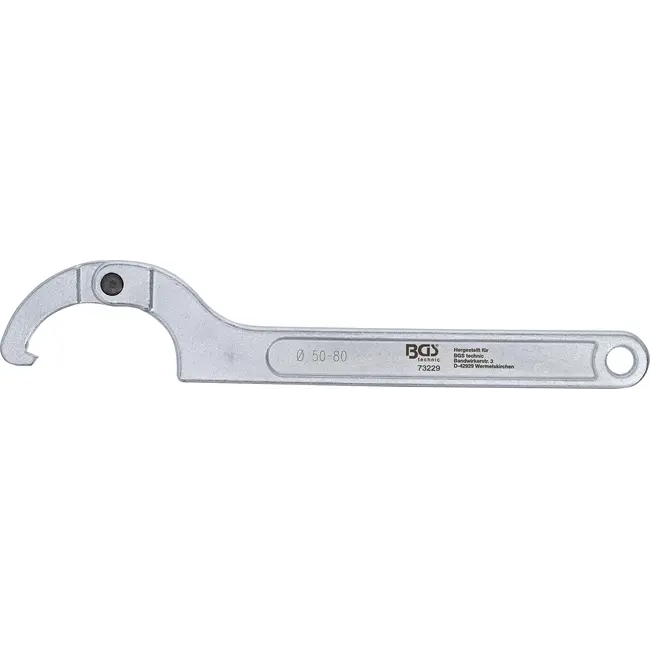BGS Haaksleutel, verstelbaar, met neus - 50 - 80 mm