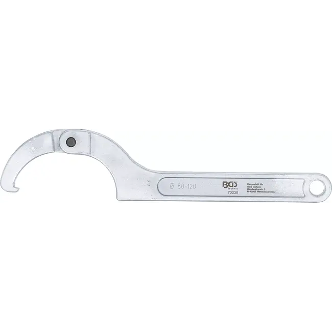 BGS Haaksleutel, verstelbaar, met neus - 80 - 120 mm
