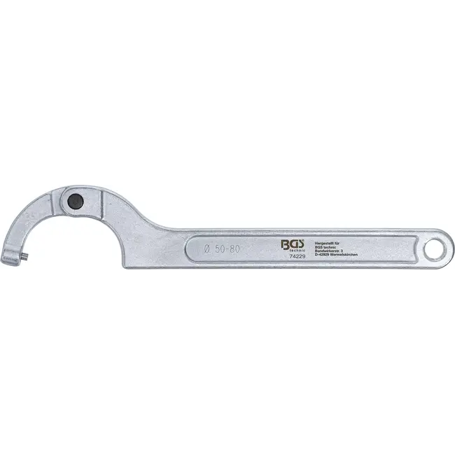 BGS Haaksleutel, verstelbaar, met pennen - 50 - 80 mm