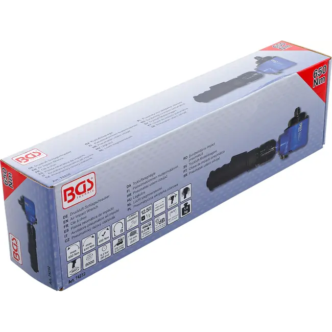 BGS Lucht slagmoersleutel - haaks - met draaibare en kantelbare kop - 1/2" - 650 Nm