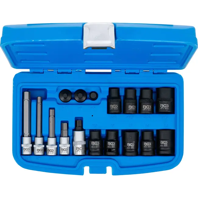 BGS Remklauwdopsleutel- en dopsleutelbitset - 17 delig